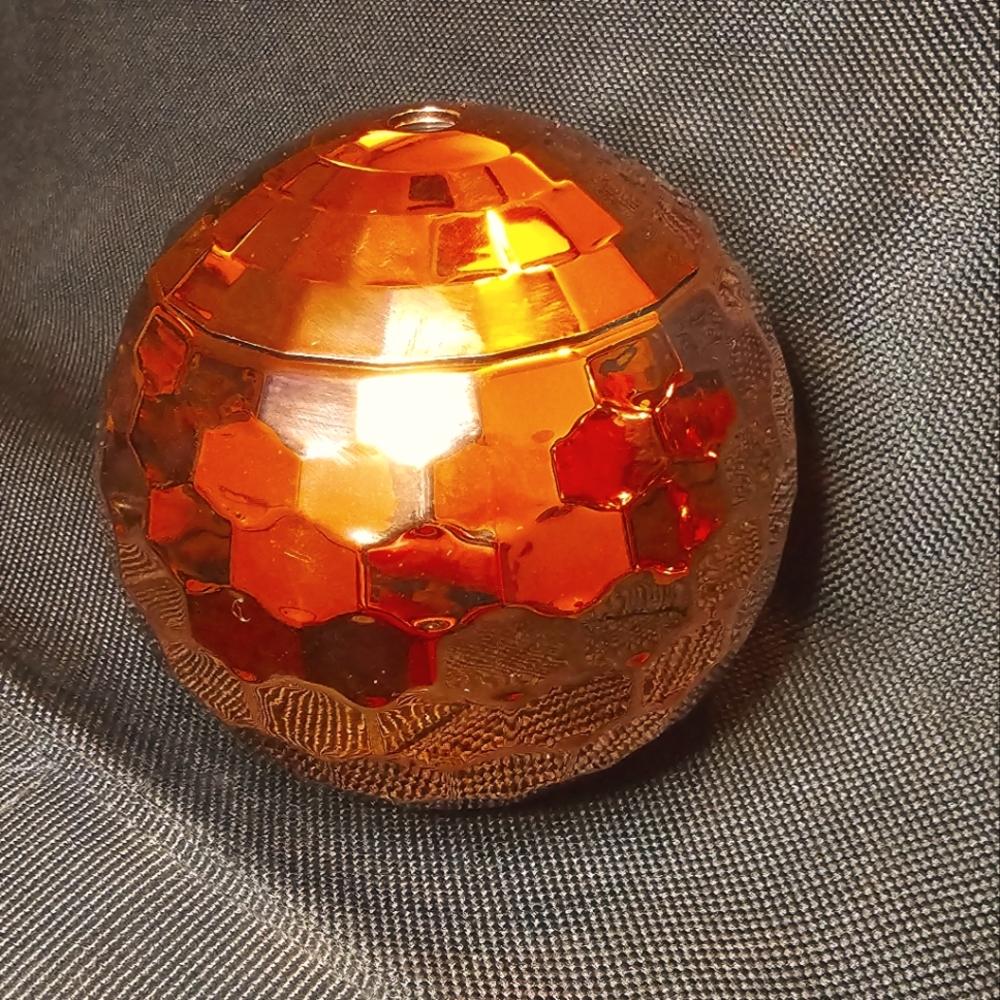 Fun disco ball beverage bottle, screw on top. Plastic copper color design.